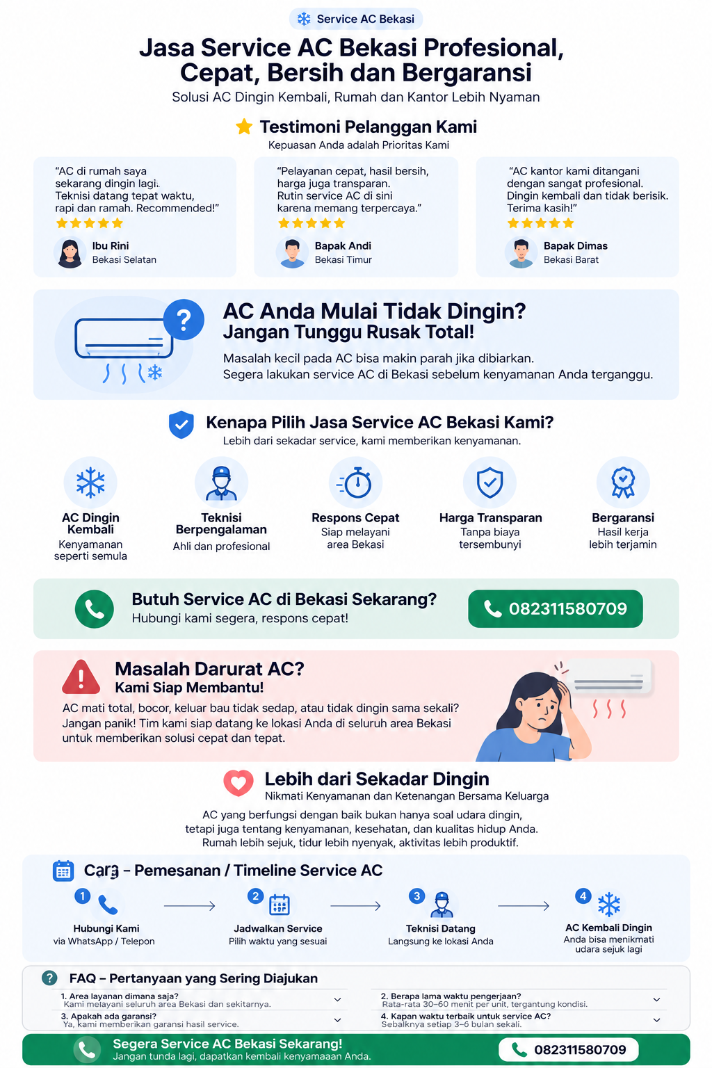 Jasa Service AC Bekasi Profesional, Cepat dan Terpercaya untuk AC Tidak Dingin, Bocor dan Bermasalah